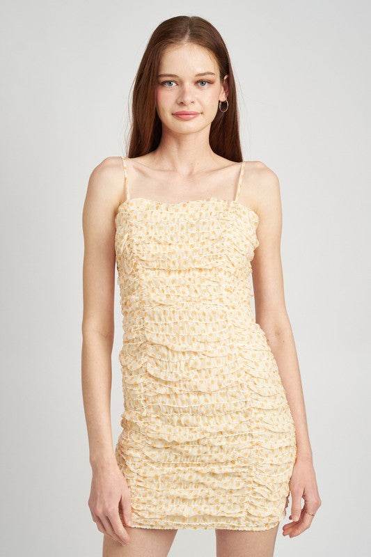 SPAGHETTI STRAP RUCHED MINI DRESS - Shop Style & More | Fresh Looks, Everyday Deals & Free Shipping
