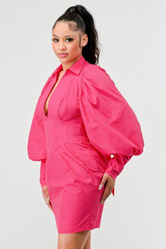 PUFF SLEEVES HEM DRESS - Shop Style & More | Fresh Looks, Everyday Deals & Free Shipping