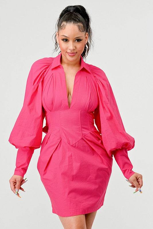 PUFF SLEEVES HEM DRESS - Shop Style & More | Fresh Looks, Everyday Deals & Free Shipping
