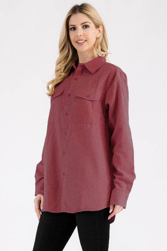 Womens Boyfriend Solid Flannel Shirt - Shop Style & More | Fresh Looks, Everyday Deals & Free Shipping