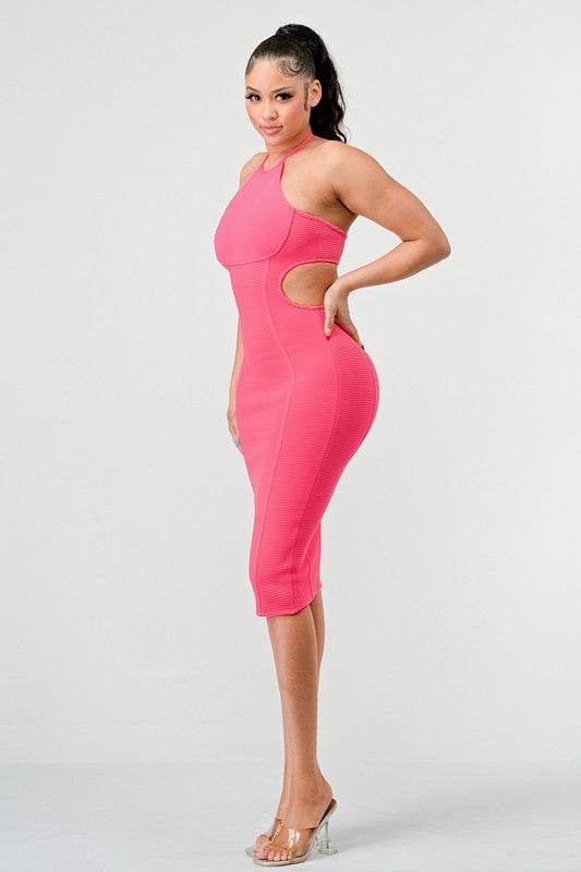 HALTER HOLLOW OUT BODYCON BANDAGE DRESS - Shop Style & More | Fresh Looks, Everyday Deals & Free Shipping