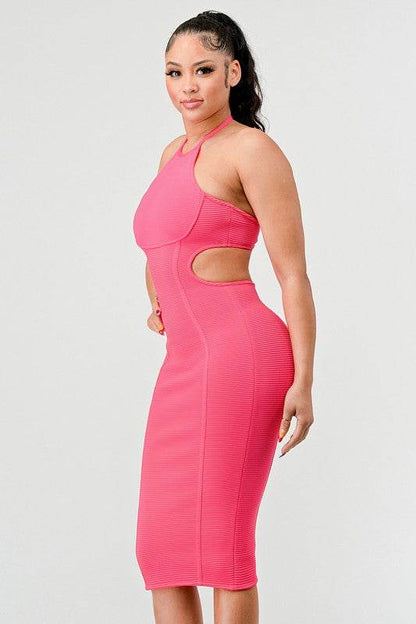 HALTER HOLLOW OUT BODYCON BANDAGE DRESS - Shop Style & More | Fresh Looks, Everyday Deals & Free Shipping