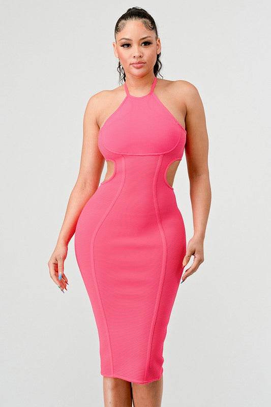 HALTER HOLLOW OUT BODYCON BANDAGE DRESS - Shop Style & More | Fresh Looks, Everyday Deals & Free Shipping