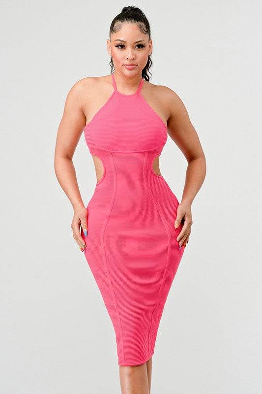 HALTER HOLLOW OUT BODYCON BANDAGE DRESS - Shop Style & More | Fresh Looks, Everyday Deals & Free Shipping