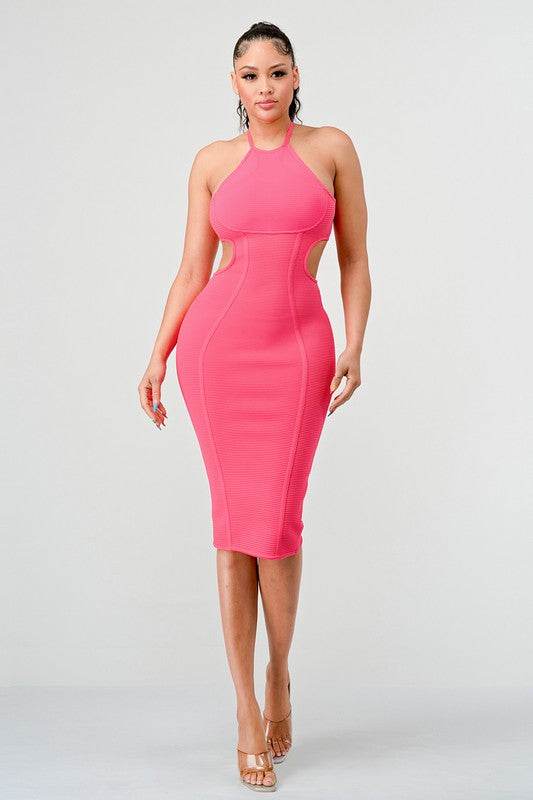 HALTER HOLLOW OUT BODYCON BANDAGE DRESS - Shop Style & More | Fresh Looks, Everyday Deals & Free Shipping