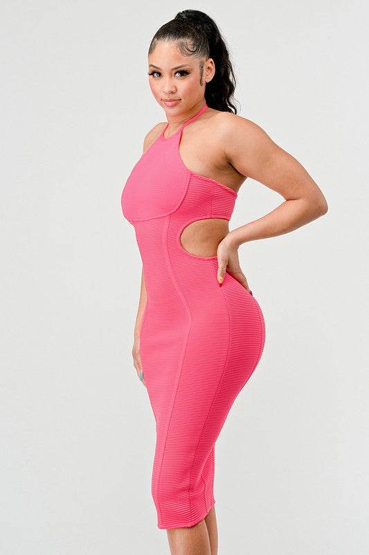 HALTER HOLLOW OUT BODYCON BANDAGE DRESS - Shop Style & More | Fresh Looks, Everyday Deals & Free Shipping