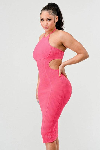 HALTER HOLLOW OUT BODYCON BANDAGE DRESS - Shop Style & More | Fresh Looks, Everyday Deals & Free Shipping