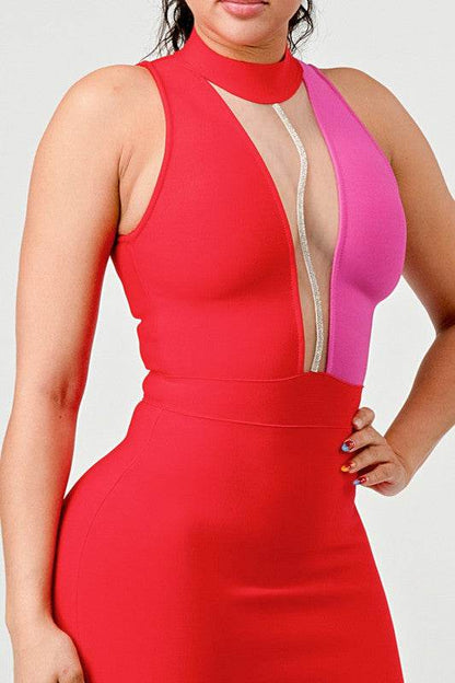 TWO TONE CONTRAST MINI BANDAGE DRESS - Shop Style & More | Fresh Looks, Everyday Deals & Free Shipping