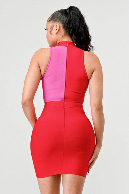 TWO TONE CONTRAST MINI BANDAGE DRESS - Shop Style & More | Fresh Looks, Everyday Deals & Free Shipping
