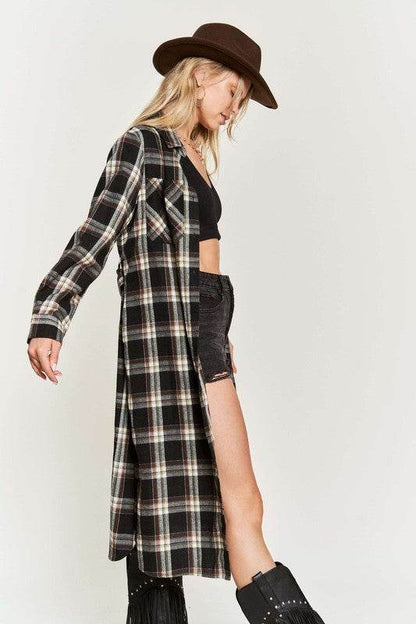 PLAID PRINT COLLAR LONG SHIRT DRESS PLUS - Shop Style & More | Fresh Looks, Everyday Deals & Free Shipping