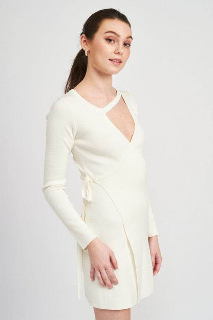 WRAPPED MINI DRESS WITH CUT OUT DETAIL - Shop Style & More | Fresh Looks, Everyday Deals & Free Shipping