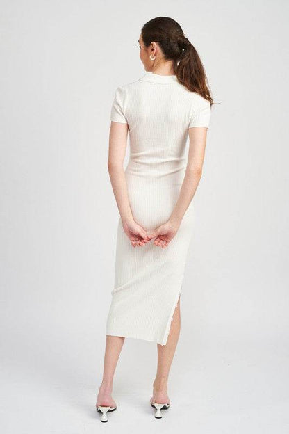 COLLARED LONG SLEEVE MIDI DRESS - Shop Style & More | Fresh Looks, Everyday Deals & Free Shipping