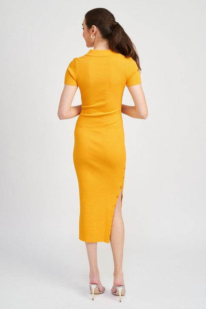 COLLARED LONG SLEEVE MIDI DRESS - Shop Style & More | Fresh Looks, Everyday Deals & Free Shipping