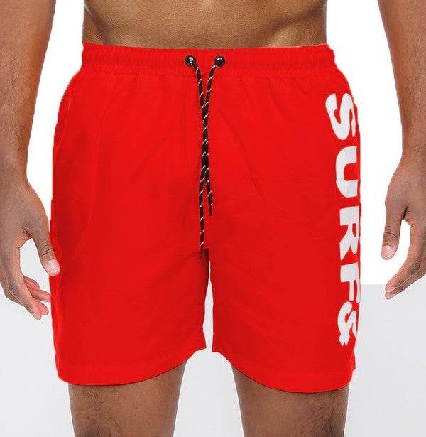 Solid Lined Beach Swim Text Swim Shorts - Shop Style & More | Fresh Looks, Everyday Deals & Free Shipping