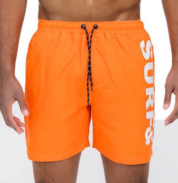 Solid Lined Beach Swim Text Swim Shorts - Shop Style & More | Fresh Looks, Everyday Deals & Free Shipping