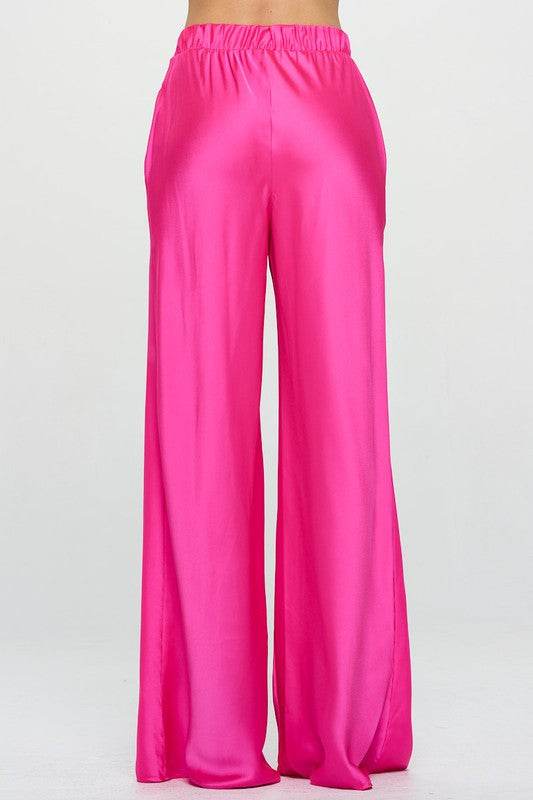 Stretch Satin Pants w/ Elastic Waist and Pockets - Shop Style & More | Fresh Looks, Everyday Deals & Free Shipping