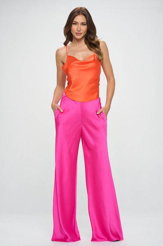 Stretch Satin Pants w/ Elastic Waist and Pockets - Shop Style & More | Fresh Looks, Everyday Deals & Free Shipping