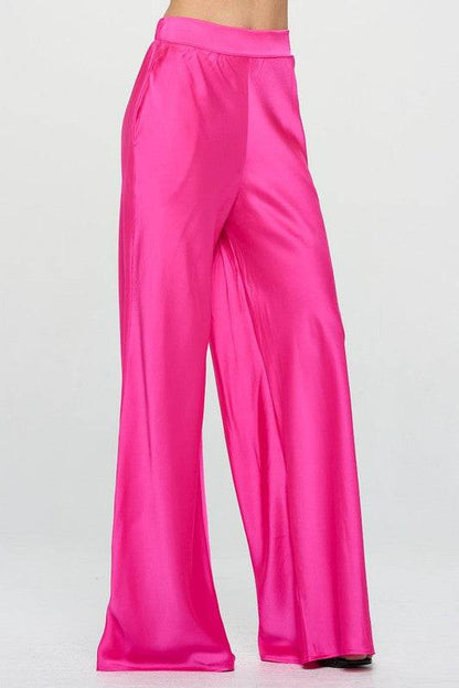 Stretch Satin Pants w/ Elastic Waist and Pockets - Shop Style & More | Fresh Looks, Everyday Deals & Free Shipping