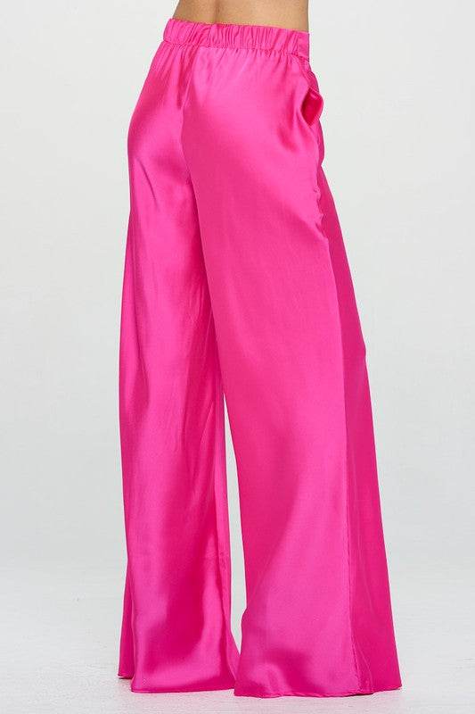 Stretch Satin Pants w/ Elastic Waist and Pockets - Shop Style & More | Fresh Looks, Everyday Deals & Free Shipping