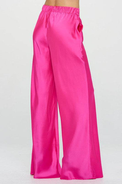 Stretch Satin Pants w/ Elastic Waist and Pockets - Shop Style & More | Fresh Looks, Everyday Deals & Free Shipping