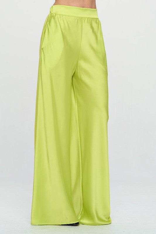 Stretch Satin Pants w/ Elastic Waist and Pockets - Shop Style & More | Fresh Looks, Everyday Deals & Free Shipping