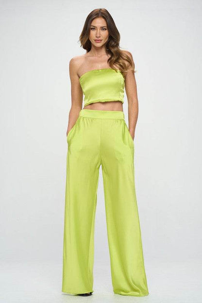 Stretch Satin Pants w/ Elastic Waist and Pockets - Shop Style & More | Fresh Looks, Everyday Deals & Free Shipping