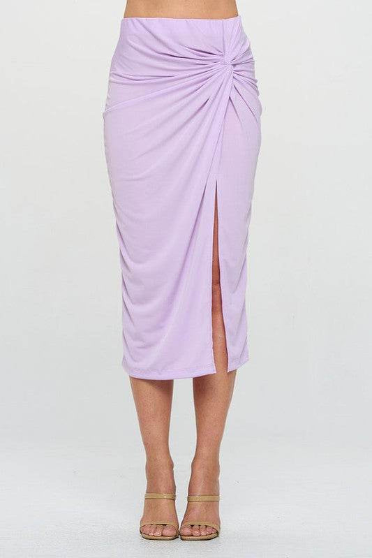 Made in USA Midi Skirt with Front Knot and Slit - Shop Style & More | Fresh Looks, Everyday Deals & Free Shipping