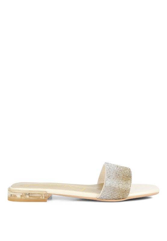 Top Flirt Rhinestone Slip On Sandals - Shop Style & More | Fresh Looks, Everyday Deals & Free Shipping