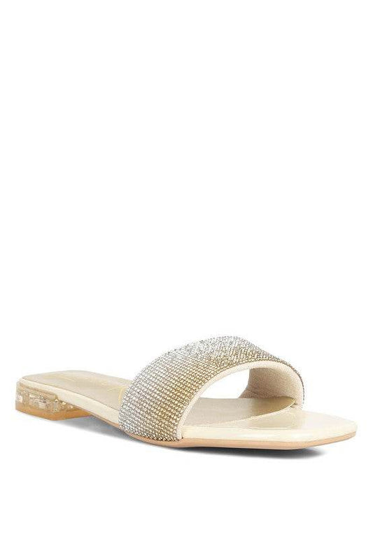 Top Flirt Rhinestone Slip On Sandals - Shop Style & More | Fresh Looks, Everyday Deals & Free Shipping