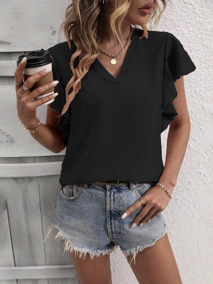 V-neck Ruffle Short Sleeve Top - Shop Style & More | Fresh Looks, Everyday Deals & Free Shipping