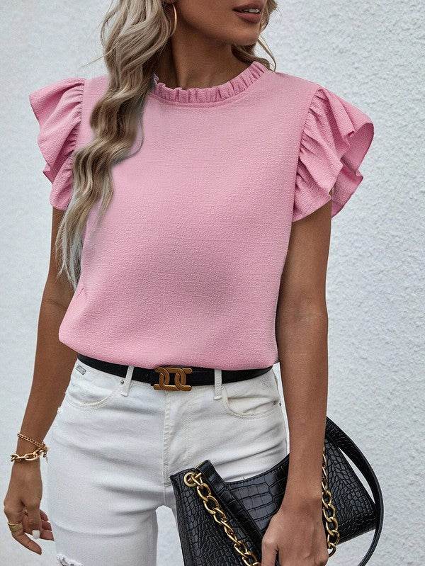Mock Neck Ruffle Sleeve Blouse - Shop Style & More | Fresh Looks, Everyday Deals & Free Shipping