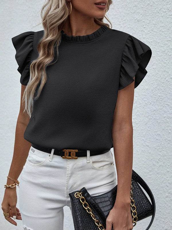 Mock Neck Ruffle Sleeve Blouse - Shop Style & More | Fresh Looks, Everyday Deals & Free Shipping