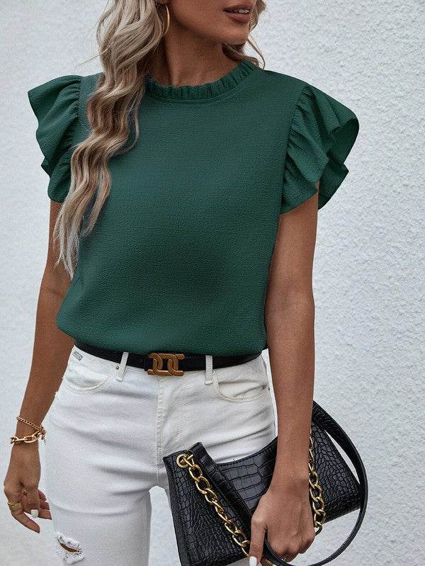 Mock Neck Ruffle Sleeve Blouse - Shop Style & More | Fresh Looks, Everyday Deals & Free Shipping