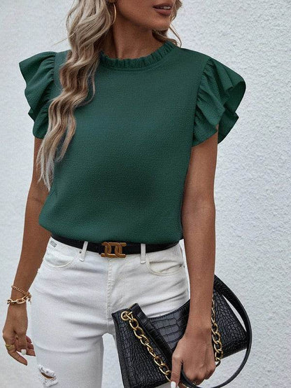 Mock Neck Ruffle Sleeve Blouse - Shop Style & More | Fresh Looks, Everyday Deals & Free Shipping