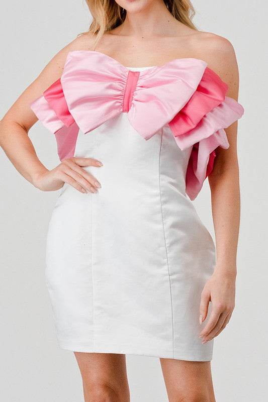 ATHINA BIG RIBBON MINI DRESS - Shop Style & More | Fresh Looks, Everyday Deals & Free Shipping