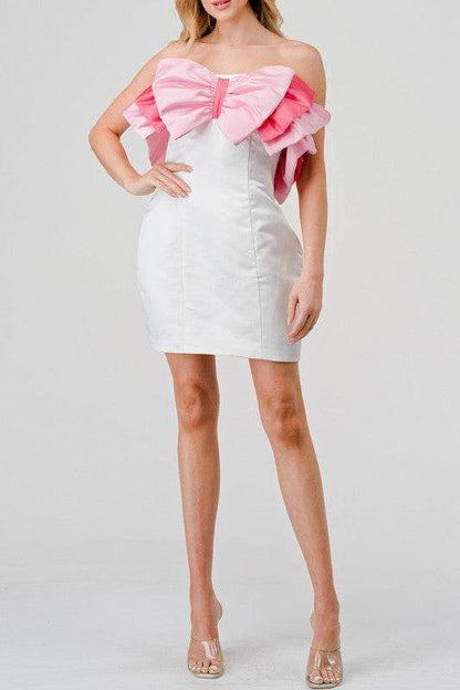 ATHINA BIG RIBBON MINI DRESS - Shop Style & More | Fresh Looks, Everyday Deals & Free Shipping
