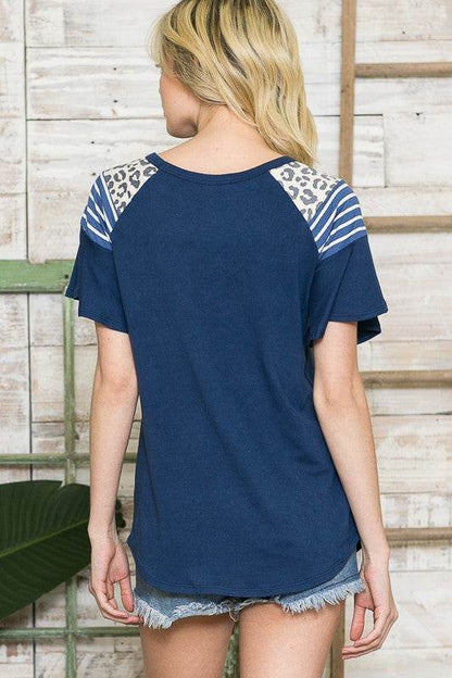 Multi Fabric Contrast Ruffle Sleeve Knit Top - Shop Style & More | Fresh Looks, Everyday Deals & Free Shipping