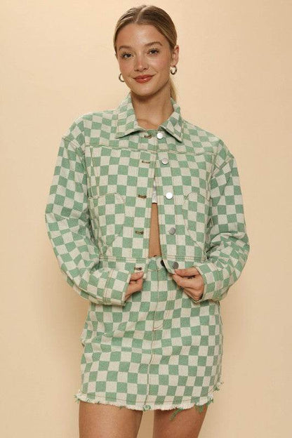 Cropped checkered heart denim jacket - Shop Style & More | Fresh Looks, Everyday Deals & Free Shipping