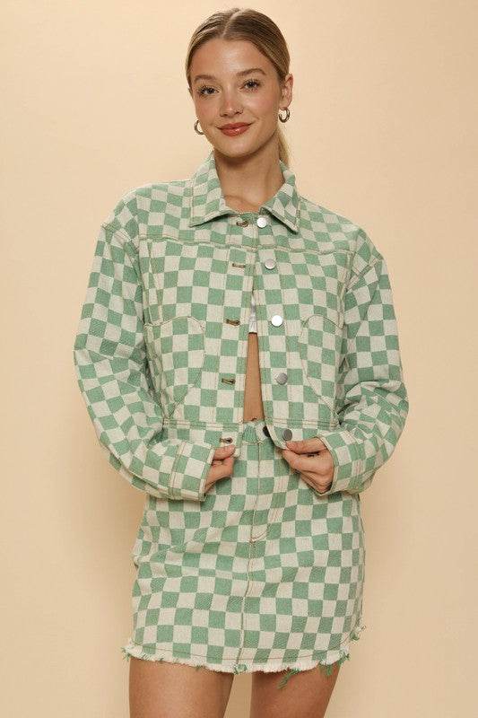 Cropped checkered heart denim jacket - Shop Style & More | Fresh Looks, Everyday Deals & Free Shipping