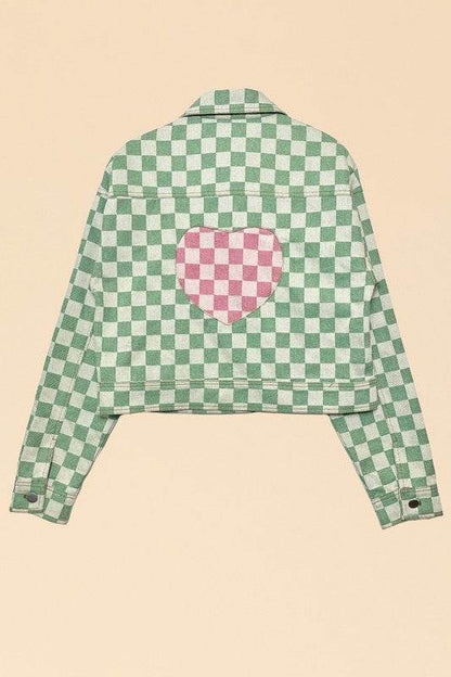 Cropped checkered heart denim jacket - Shop Style & More | Fresh Looks, Everyday Deals & Free Shipping