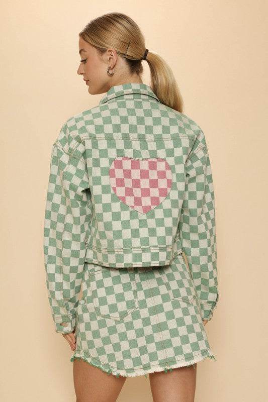 Cropped checkered heart denim jacket - Shop Style & More | Fresh Looks, Everyday Deals & Free Shipping