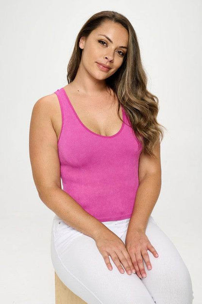 Seamless Reversible Stonewashed Ribbed Tank - Shop Style & More | Fresh Looks, Everyday Deals & Free Shipping
