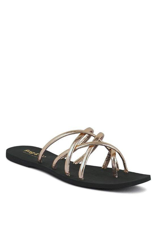 SWEETIN Strappy Flat Slip On Sandals - Shop Style & More | Fresh Looks, Everyday Deals & Free Shipping
