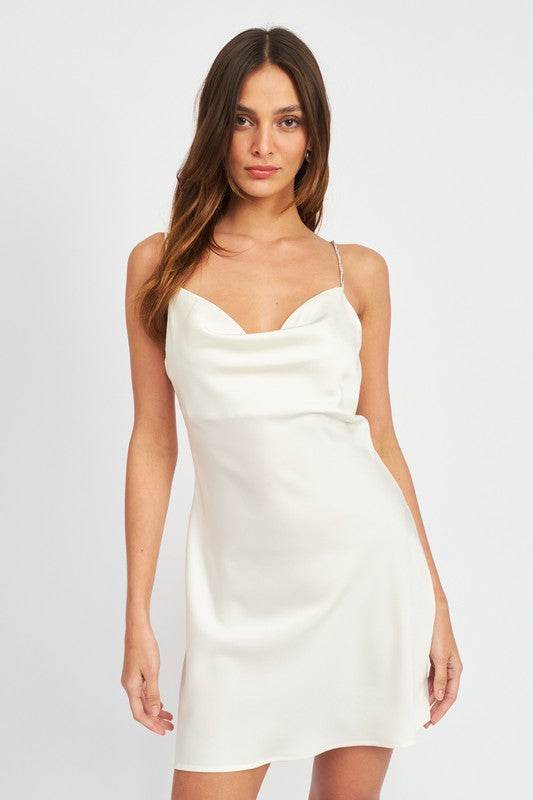 RHINESTONE STRAP MINI SLIP DRESS - Shop Style & More | Fresh Looks, Everyday Deals & Free Shipping