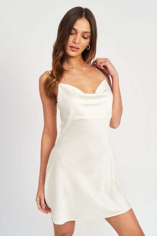 RHINESTONE STRAP MINI SLIP DRESS - Shop Style & More | Fresh Looks, Everyday Deals & Free Shipping