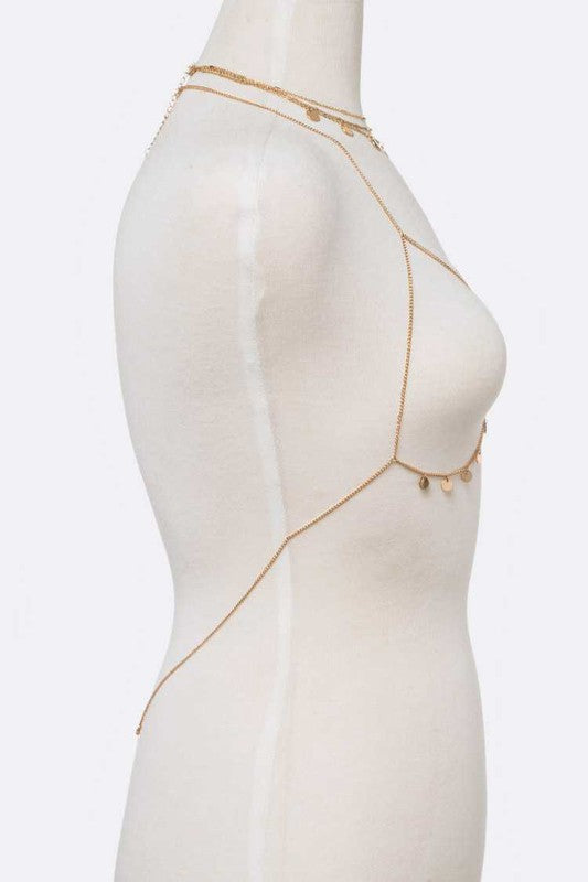 2 In 1 Fringe Disk Bra Chain Set Jewelry - Body Jewelry