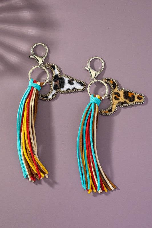 animal print cow head leather tassel key chain - Shop Style & More | Fresh Looks, Everyday Deals & Free Shipping