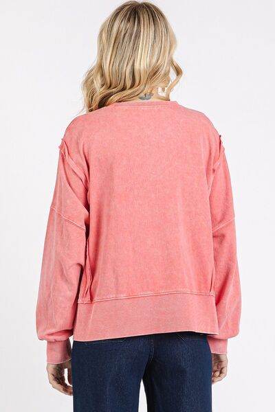 Mittoshop Side Slit Exposed Seam Round Neck Sweatshirt - Shop Style & More | Fresh Looks, Everyday Deals & Free Shipping