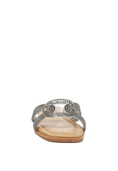 Minople Rhinestones Embellished Flat Sandals - Shop Style & More | Fresh Looks, Everyday Deals & Free Shipping