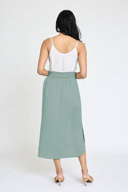 Solid Side Slit Midi Skirt - Shop Style & More | Fresh Looks, Everyday Deals & Free Shipping